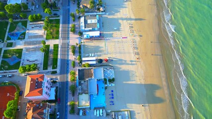 Wall Mural - Top down aerial shot of the coastal town. Porto San Giorgio experienced a period of great development in the XVII century, until 1749 when it was invaded