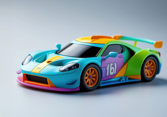 Colorful Sports Car with Number