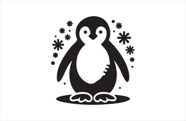 a penguin icon of silhouette vector illustration