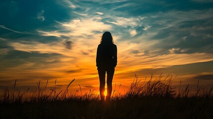 40. A person standing in front of a sunset