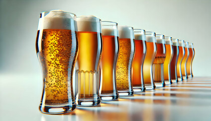 Wall Mural - Isolated style beer glass images, set and single.