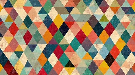 Poster - A seamless pattern of small, colorful triangles arranged in a repeating design, perfect for a contemporary look.