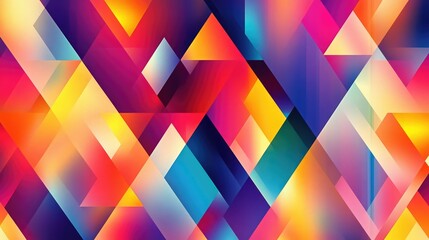 Poster - A vibrant geometric pattern with overlapping triangles and gradients, creating a modern and dynamic background.