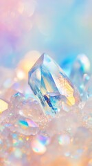 Poster - Colorful crystal gems glisten brilliantly against a blurred bokeh backdrop, creating a dreamlike atmosphere of beauty and light