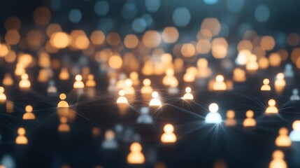 Poster - A visual representation of interconnected individuals illuminated by soft lights, symbolizing a vast digital community network