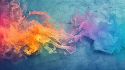 Poster - Dynamic swirls of colorful smoke dance across a textured backdrop, showcasing an array of vibrant hues blending seamlessly
