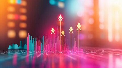 Poster - Abstract Graphic of Upward Arrows Representing Growth.