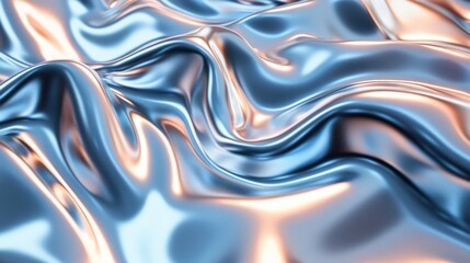Poster - A shiny, metallic fabric with a wave pattern. The fabric is reflective and has a metallic sheen