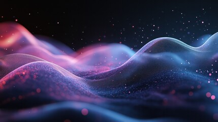 Poster - A colorful, abstract image of a wave with purple and pink tones. The image has a dreamy, ethereal quality to it, as if it were a painting or a photograph