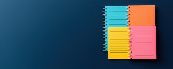 Sticker - Colorful Spiral Notebook On Blue Background.