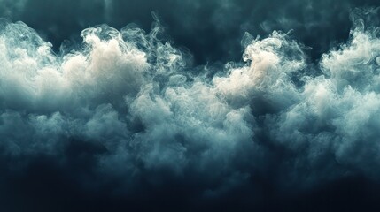 Aufkleber - The sky is filled with smoke and clouds. The smoke is thick and dark, and the clouds are white and fluffy. Concept of mystery and unease, as if something is brewing in the sky
