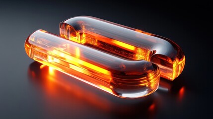 Poster - Two glowing, twisted glass shapes that resemble the letter 