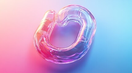 Fototapete - A colorful, abstract, and somewhat twisted letter O. The image is a close up of the letter, with the background being a light blue color. Scene is playful and whimsical