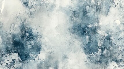 Poster - A blue and white background with a splash of color. Scene is calm and serene, with the blue