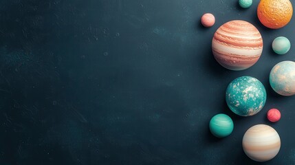 Sticker - Planets in Space on a Dark Background.