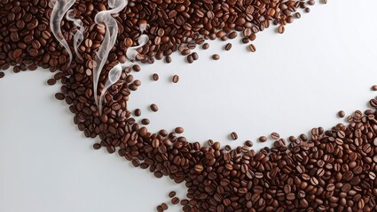 Isolated brown coffee beans on white background, perfect for food or beverage packaging design