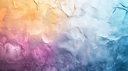 Poster - A colorful abstract painting with a blue and purple background and a yellow and orange foreground. The painting has a dreamy, whimsical feel to it