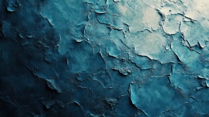 Poster - A blue and white painting with a rough texture. The painting is of the ocean and the waves