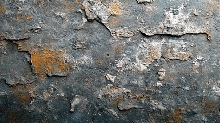 Poster - A wall with a lot of cracks and holes. The wall is made of concrete and has a lot of rust