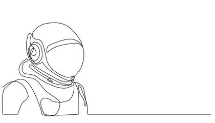 continuous line astronaut.one line drawing of spacesuit.single line vector illustration.isolated white background