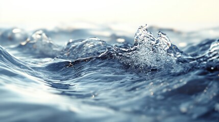 Poster - The water is calm and clear, with a few small waves. The water is blue and the sky is white