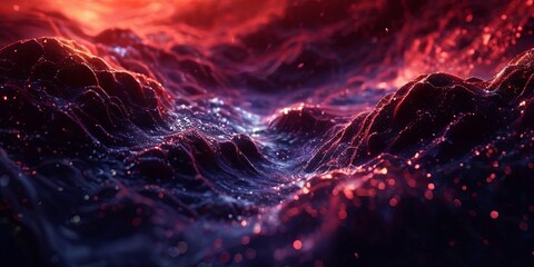 Wall Mural - A computer generated image of a rocky ocean floor with a red