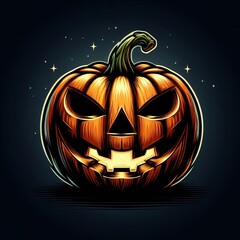 a spooky jack-o-lantern with a carved evil face glowing in the dark, perfect for Halloween night celebrations