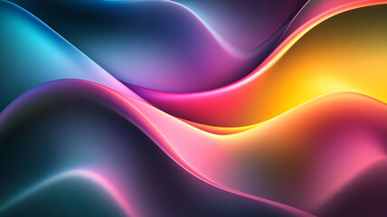 Poster - Vibrant abstract illustration of flowing waves in a spectrum of colors and gradients