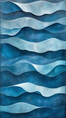 Canvas Print - Abstract blue wave patterns in layered texture