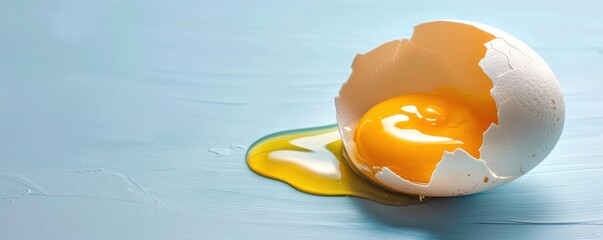 Cracked Egg with Bright Yellow Yolk