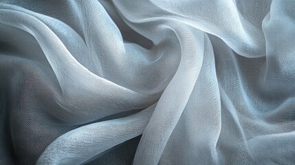Poster - A piece of fabric with a pattern of white and blue. The fabric is wrinkled and has a shiny appearance