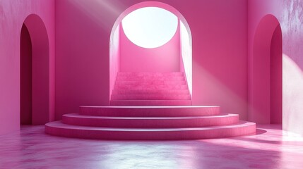 Leinwandbilder - 3d abstract minimal pink backgroun3d empty room cylinder podium vacant pedestal roun3d stage showcase stan3d blank product display platform clean design poster mockup with copy space