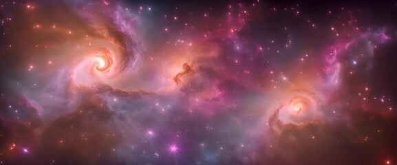 Wall Mural - Bright, colorful clouds of gas and dust twist together in space