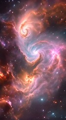 Wall Mural - Bright, colorful clouds of gas and dust twist together in space