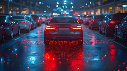 Aufkleber - Innovative Graphic Showcasing a Smart Parking Lot Equipped with IoT Sensors and Technology