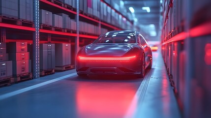 Leinwandbilder - Innovative Graphic of IoT Sensors Enhancing Warehouse and Efficiency