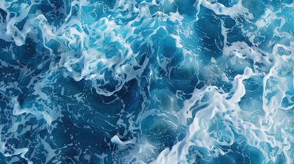 Canvas Print - Blue water surface with ocean waves.