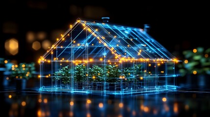 Leinwandbilder - Innovative Graphic of IoT Sensors in a Smart Greenhouse for Precision Agriculture