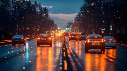 Leinwandbilder - Innovative Graphic of IoT Sensors Integrated in Smart Highway System