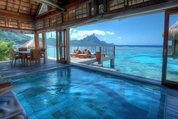 Wall Mural - A pool with a view of the ocean