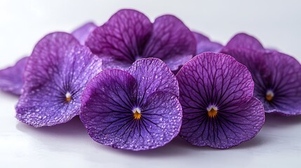 A close-up of vibrant purple flower petals arranged aesthetically.