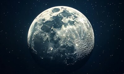 Wall Mural - breathtaking view of the full moon, showcasing detailed craters and texture against a dark sky.