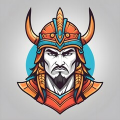 Wall Mural - Samurai Warrior Headshot Illustration