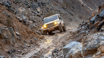 Off Road Vehicle Driving on Rocky Mountain Trail