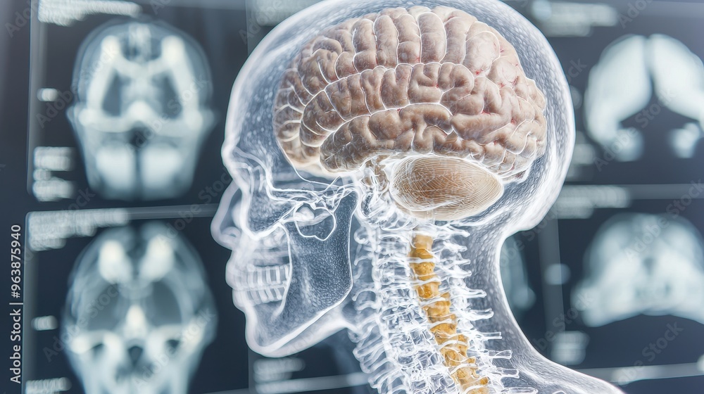 Human Brain Anatomy X ray Scan Medical Concept Stock Illustration ...