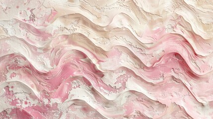 Wall Mural - Pink and beige wave pattern on rough, embossed stone surface. Rough presentation template with text space.