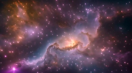 Wall Mural - Bright, colorful clouds of gas and dust twist together in space