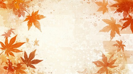 Sticker - Autumn Leaves Watercolor Background with Copy Space