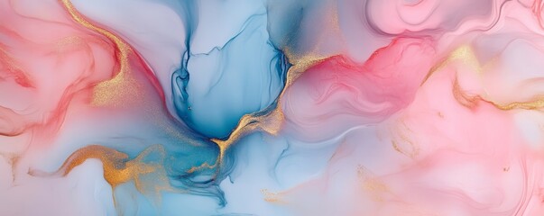 Wall Mural - Abstract fluid art with pink and blue