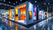 © LailaBee - Modern Exhibition Hall with Colorful Booths and Bright Lighting at a Trade Show Event